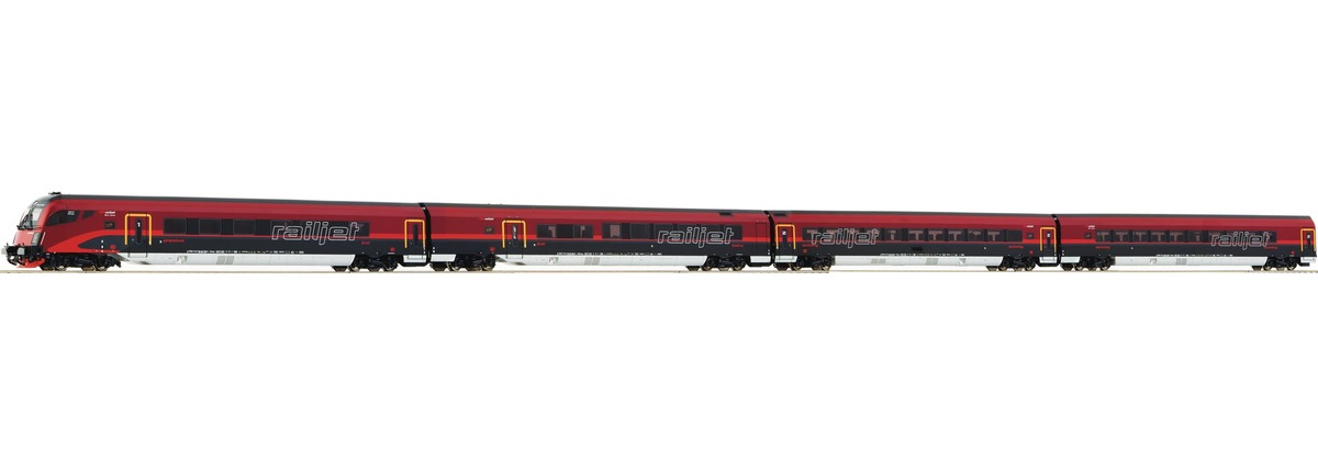Roco 64042  Souprava 4 vozů "Railjet" OBB s ovětlením! (HO)