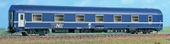 Lůžkový vůz Typ MU 1981 modrý s bílým pruhem