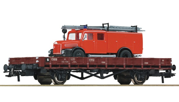 Vagon s dodávkou - hasiči (R ÖBB)