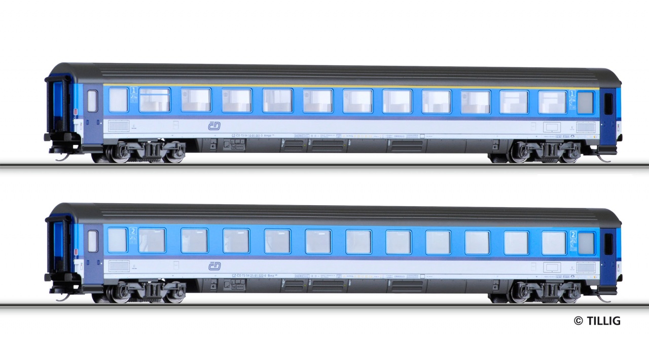2-dílný set osobních vozů ČD Tillig TT Bahn