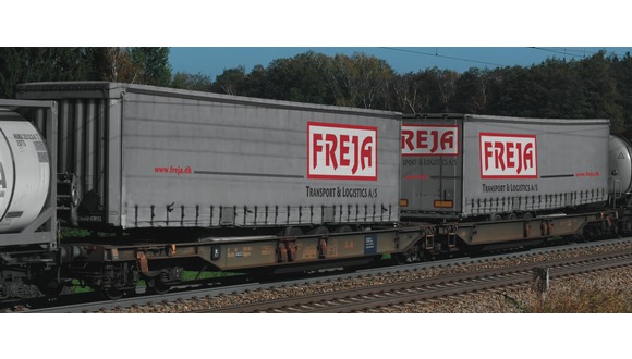 Set 2 ks. plošinových vozů s nákladem - Freja