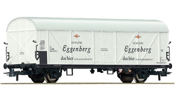 Uzavřený nákladní vagon s půlkulatou střechou - pivovar Eggenberg