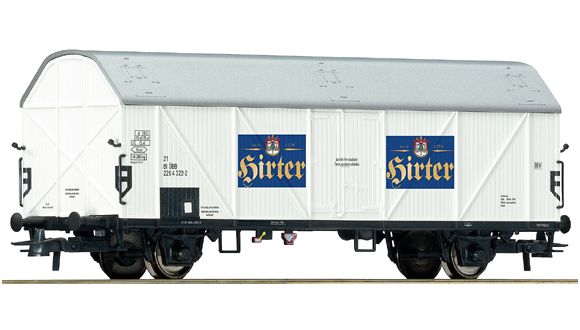Uzavřený nákladní vagon s půlkulatou střechou - pivovar Hirter 