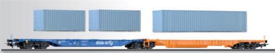 Set 2 ks. plošinových vagonů Sdggmrss s kontejnery