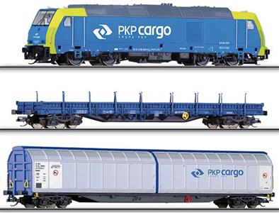 Set pro začátečníky, dieselová lokomotiva TRAXX se 2 nákladními vozy, kolejový ovál (koleje s podlož