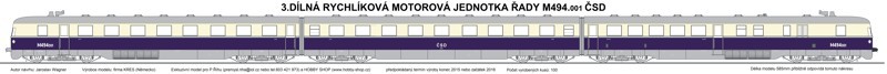 3-dílná motorová jednotka řady M494.001 ex 137 "Köln" - DCC  ČSD