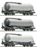Set tří cisternových vozů se zkoseným kotlem