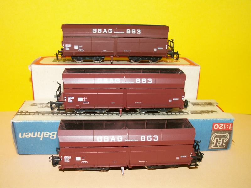 Set 3 nákladních vagonů WAP TT kovová kola