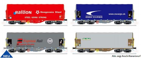 51145 Kuehn - Set 4 nákladních vozů Shimmns Railion, Exp. Rail, OnRail, ZSSK Cargo