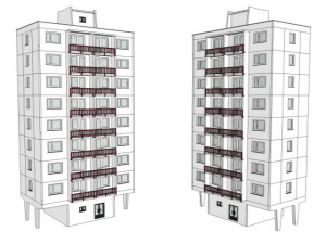  TT - Stavebnice Dům panelový - věžák (8 poschodí) - stavebnice