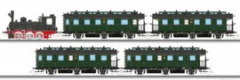 Souprava osobního vlaku s parní lokomotivou BR 89.70 a 4 osobními vozy (1x Bci, 2x Ci, 1x Cpwi)