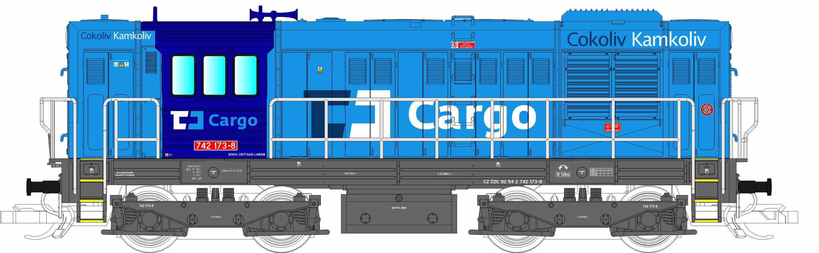 Tillig TT Bahn 501576 Dieselová lokomotiva ,,Kocour "742 173-8 ČD Cargo limitovaná edice (TT)
