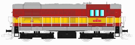 Tillig 5015079 Model lokomotivy 742,342-9 ČSD. Tento model je podle skutečnosti se žlutým pruhem