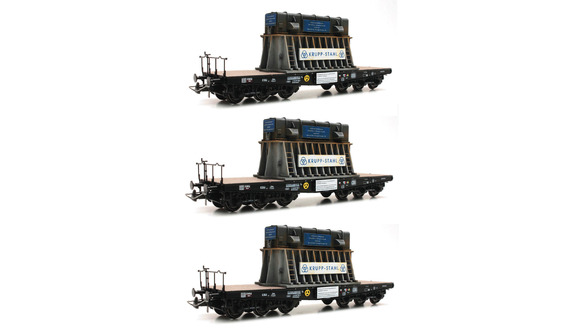 H0 - set 3 těžkotonážních plošinových vozů, DB / ROCO 76157