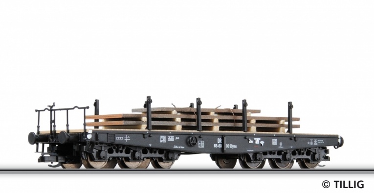 501195 tillig TT Bahn model 6 osého nákladního vagónu DR s nákladem železa TT