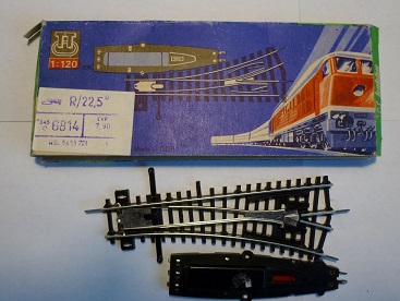 TT Výhybka pravá 6814 22,5° 114 mm BTTB přestavník zvlášt