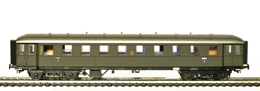 Model rychlíkového vagónu 3.tř. DRG (TT)