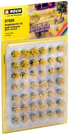 Tráva do diorámy - trsy XL kvetoucí rostliny žlté 12mm 42 ks