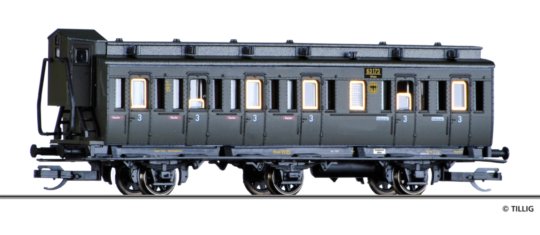 13150 Tillig TT Bahn - Oddílový vůz 3. třídy s brzdařskou budkou