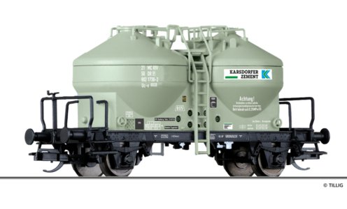 501871 Tillig TT Bahn - Vůz na přepravu cementu „Karsdorfer Zement“ - výroční model k 25. výročí Til