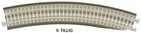 83783 Tillig TT Bahn - BR 11-32kre - oblouková kolej pravá R 396mm/15°, dřevěné pražce