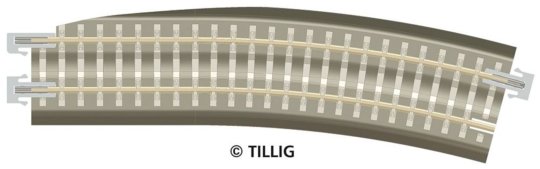 83785 Tillig TT Bahn - BG3-BR12kre - oblouková kolej pravá R 353mm/15°, dřevěné pražce