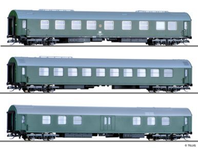 70046 Tillig H0 Bahn - 3- dílný set rychlíkových vozů se salónní úpravou 3.díl, (1x zavazadlový a 2x
