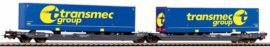 58971 PIKO - Souprava dvou plošinových vozů Sdggmrs ložený kontejnery "Transmeg" Containern
