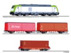 01448 Tillig TT Bahn - Start set s dieselovou lokomotivou TRAXX a 3 nákladními vozy, ovál kolejí a t