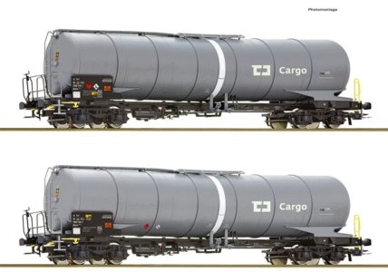 76003 Roco - Souprava dvou cisternových vozů se zkoseným kotlem Zacns