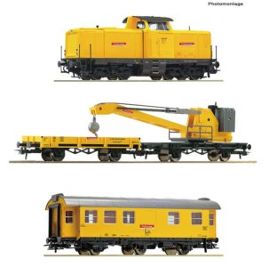 5100002 Roco - Analogový startset pracovního vlaku obsahující dieselovou lokomotivu BR 212 s kolejov