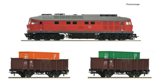 5110003 Roco - Digitální startset obsahující dieselovou lokomotivu řady 232 se 2 nákladními vozy, ko