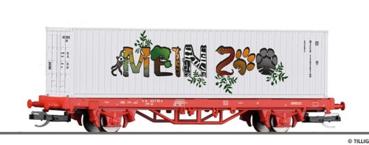 17483 Tillig TT Bahn - Plošinový vůz Lgs ložený kontejnerem 40‘ "Mein Zoo"