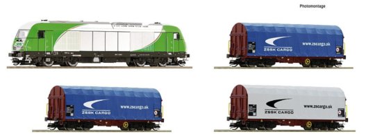 5190001 Roco - Digitální startset obsahující dieselovou lokomotivu ER20 se 3 vozy s posuvnou plachto