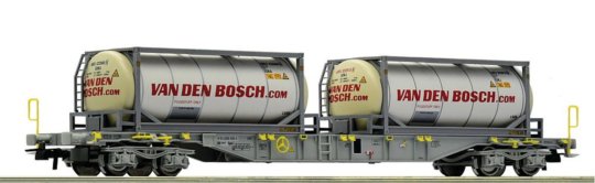Plošinový vůz Sgns ložený cisternovými kontejnery „Van den Bosch“