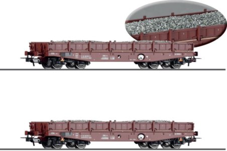 70071 Tillig H0 Bahn - Souprava dvou nízkostěnný vozů Rmms 3960 ložené štěrkem