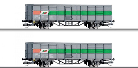 01110 Tillig TT Bahn - Souprava dvou otevřených nákladních vozů Fbs "Steiermärkischen Landesbahnen"