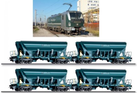 01094 Tillig TT Bahn - Souprava nákladního vlaku s elektrickou lokomotivou BR 193 - Vectron - a čtyř