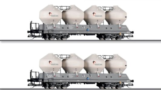 01118 Tillig TT Bahn - Souprava dvou vozů na přepravu cementu Uacs "Holcim (Česko) a.s."