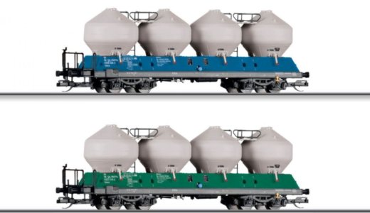 01119 Tillig TT Bahn - Souprava dvou vozů na přepravu cementu Uacs "Raj-Wagon Trenčin spol. s.r.o."