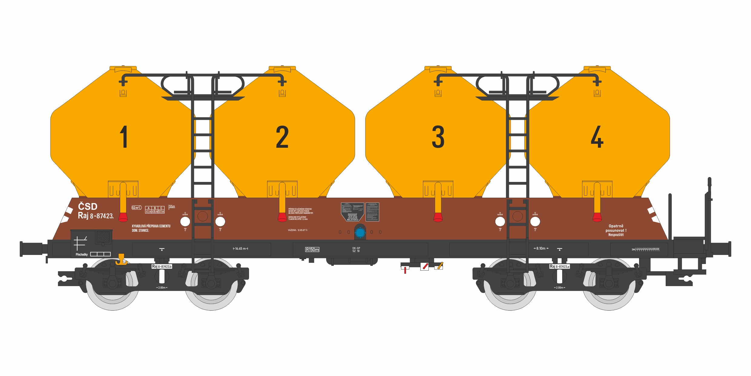 Vůz na sypké hmoty Raj ČSD III. epocha