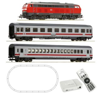 5110013 Roco - Digitální startset s dieselovou lokomotivou BR218 a dvěma rychlíkovými vozy, ovál kol