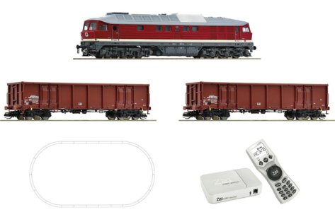 5190002 Roco - Digitální startset s dieselovou lokomotivou BR 232 a dvěma otevřenými vozy, ovál kole