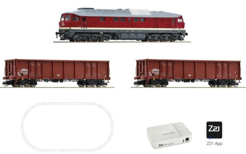 5190003 Roco - Digitální startset s dieselovou lokomotivou BR 232 a dvěma otevřenými vozy, ovál kole