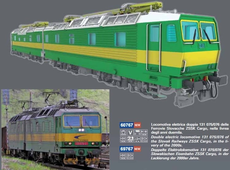 A.C.M.E. 60767 Elektrická dvojitá lokomotiva 131 075/076 ZSSK-Cargo (HO)