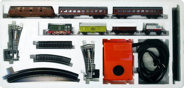 Kombinovaný set drah SJ loko, vozy koleje vše orig obalu (TT)