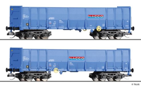 01142 Tillig TT Bahn - Souprava dvou otevřených nákladních vozů Eaos "NACCO"